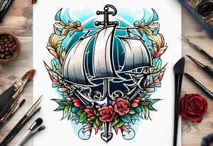 Anchor and sword tattoo idea