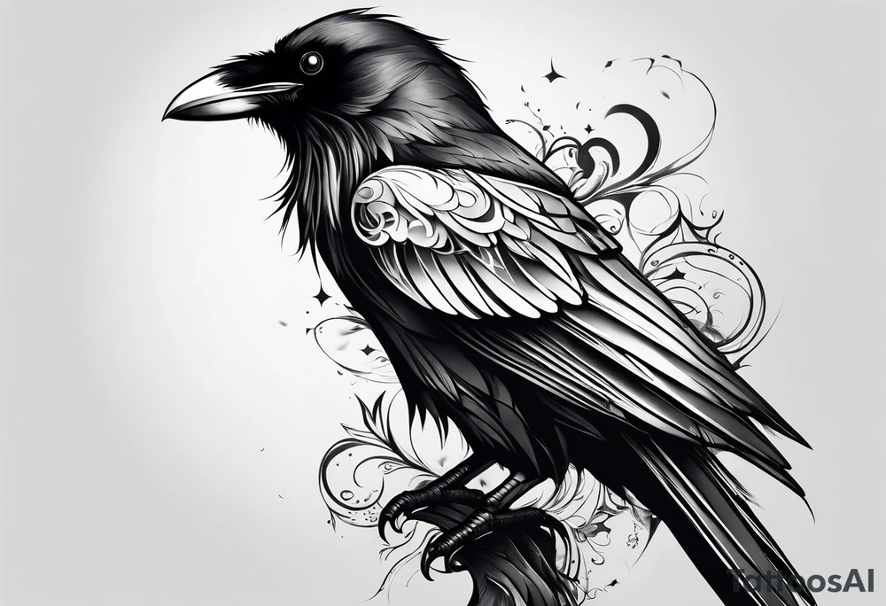 tall Raven tattoo idea