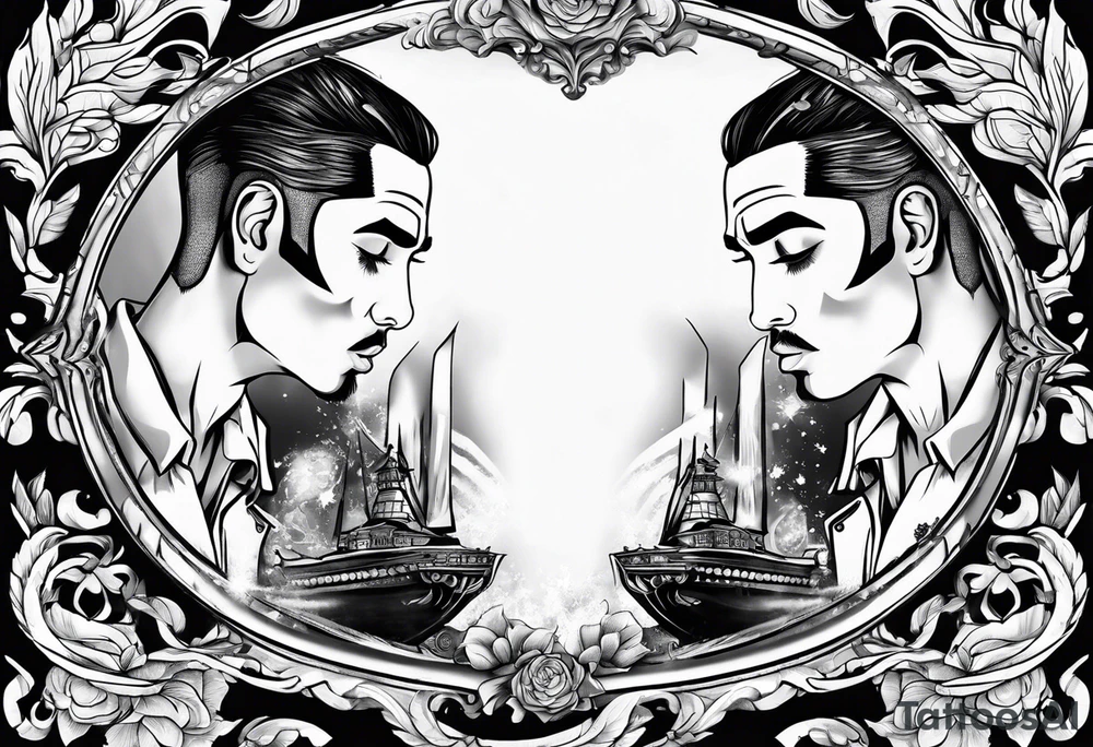 Someone looking at himself in the mirror tattoo idea