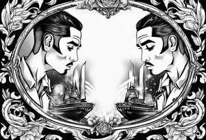 Someone looking at himself in the mirror tattoo idea