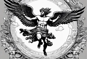 icarus greek god flying into the sun and falling down tattoo idea