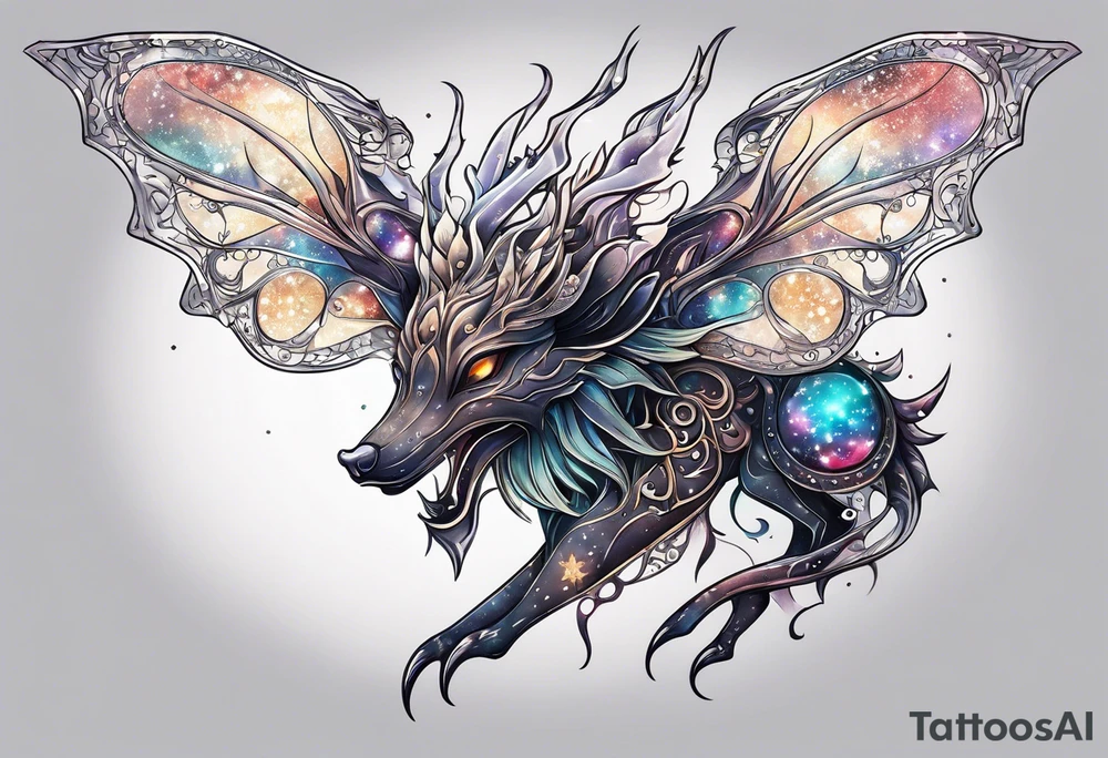 Constellation, animal alien, snowflake tattoo idea