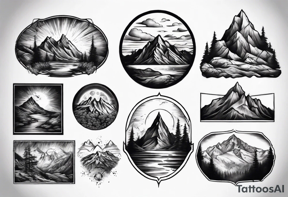 Dramatic mountain sleeve tattoo idea