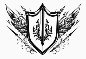 flaming arrows hitting sheild tattoo idea