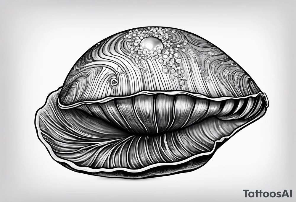 clam clam shell open with an Oster pearl inside underwater looking gorgeous tattoo idea