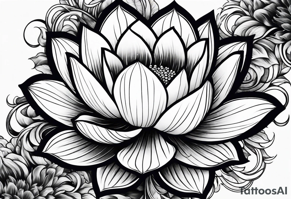 Lotus flower with fire and mystical aura tattoo idea