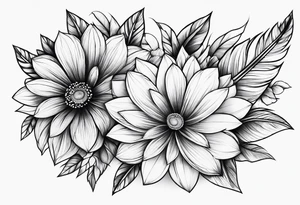 Feather flowers tattoo idea