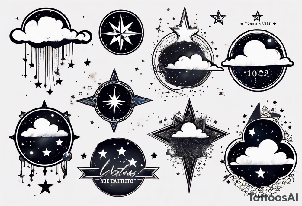 cloud with the date and stars tattoo idea