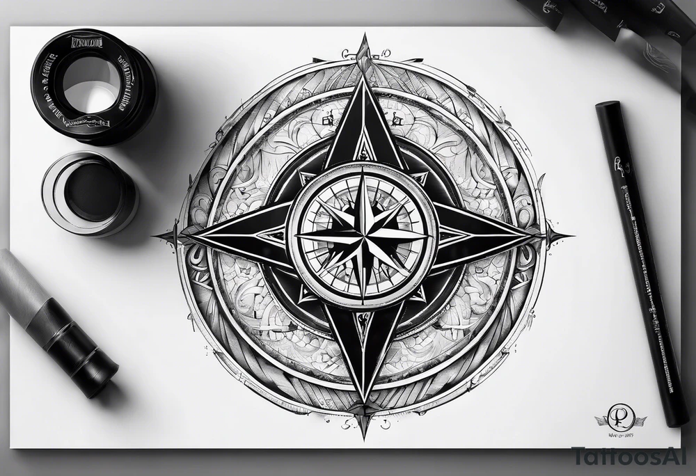 circle with divine proportion and compass tattoo idea