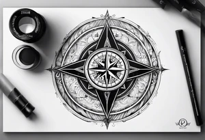 circle with divine proportion and compass tattoo idea