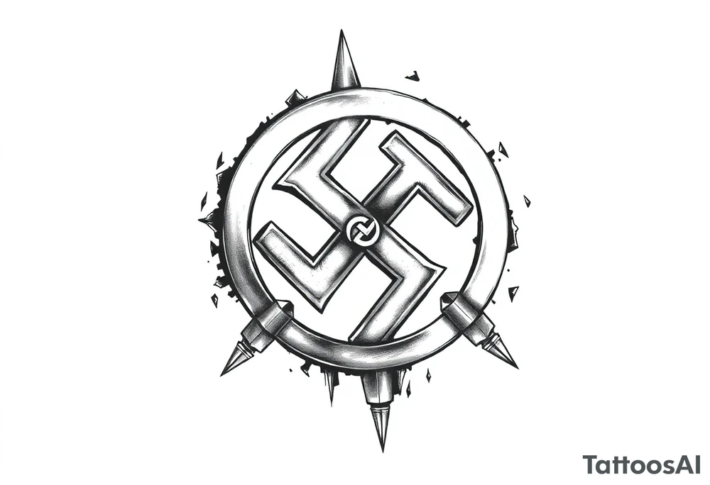 swastika tattoo with ss bolts tattoo idea
