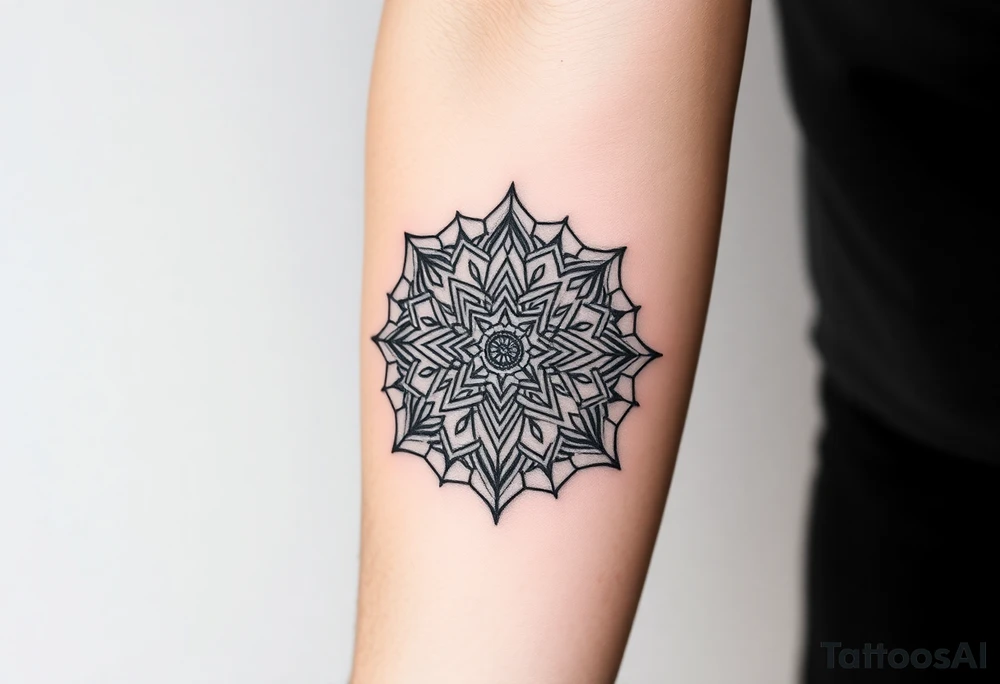intricate mandala with sacred geometry and cosmic elements tattoo idea