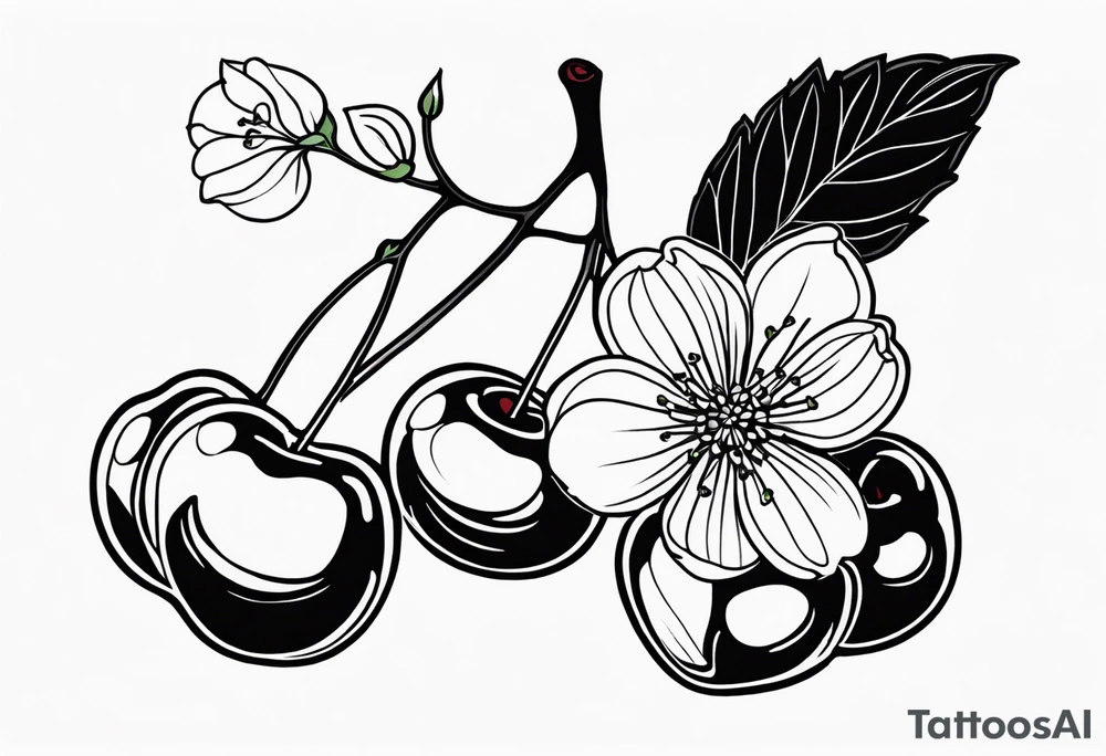 l , 8  , self love  , cherries flowers tattoo idea