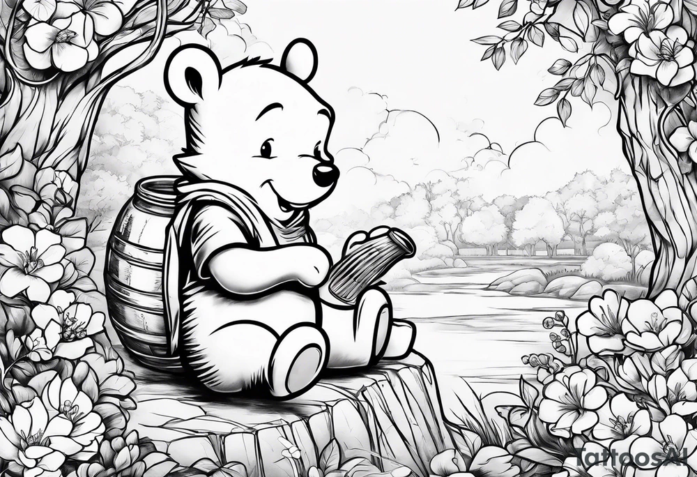 Winnie Pooh eating honey tattoo idea