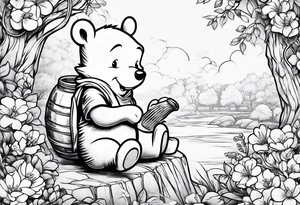 Winnie Pooh eating honey tattoo idea