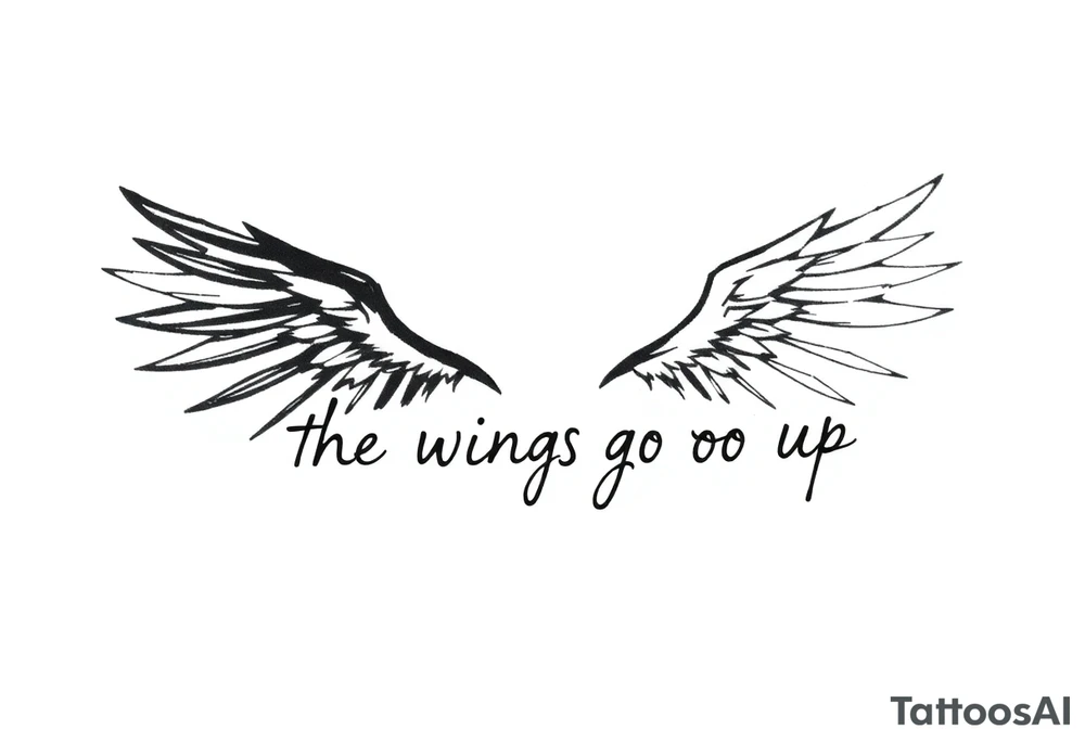 the wings go up

This tattoo design features a pair symmetrical angel wings drawn in black ink with a rough, sketch-like style. The left wing is darker, more defined, and appears denser, while the right wing is lighter, more delicate, and fragmented, creating a contrast between the two. The feathers are sharp and irregular, with fine lines and stray strokes extending outward, adding a raw and artistic feel. The overall look is dynamic and slightly chaotic, giving the impression of movement or an unfinished, ethereal form. This design symbolizes duality, freedom, transformation, or even struggle, making it a meaningful and visually striking tattoo. tattoo idea