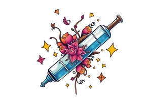 Syringe full of super powers tattoo idea