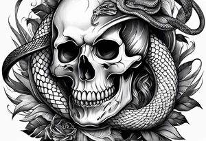 skull and snake tattoo idea