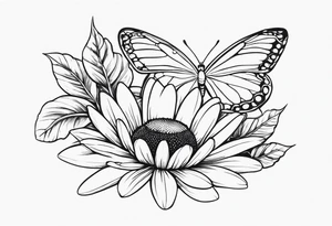 Daisy flower  and butterfly tattoo idea