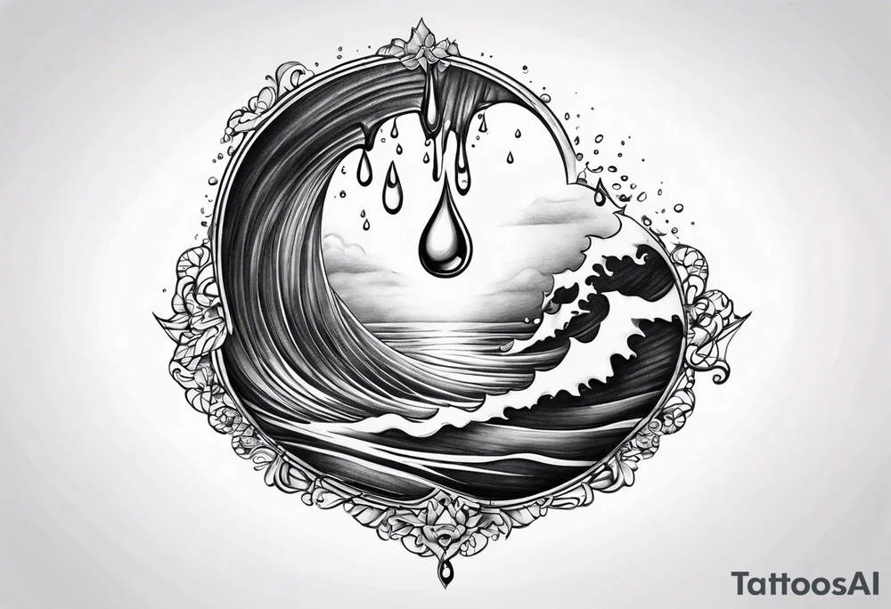 water drop falling into ocean tattoo idea