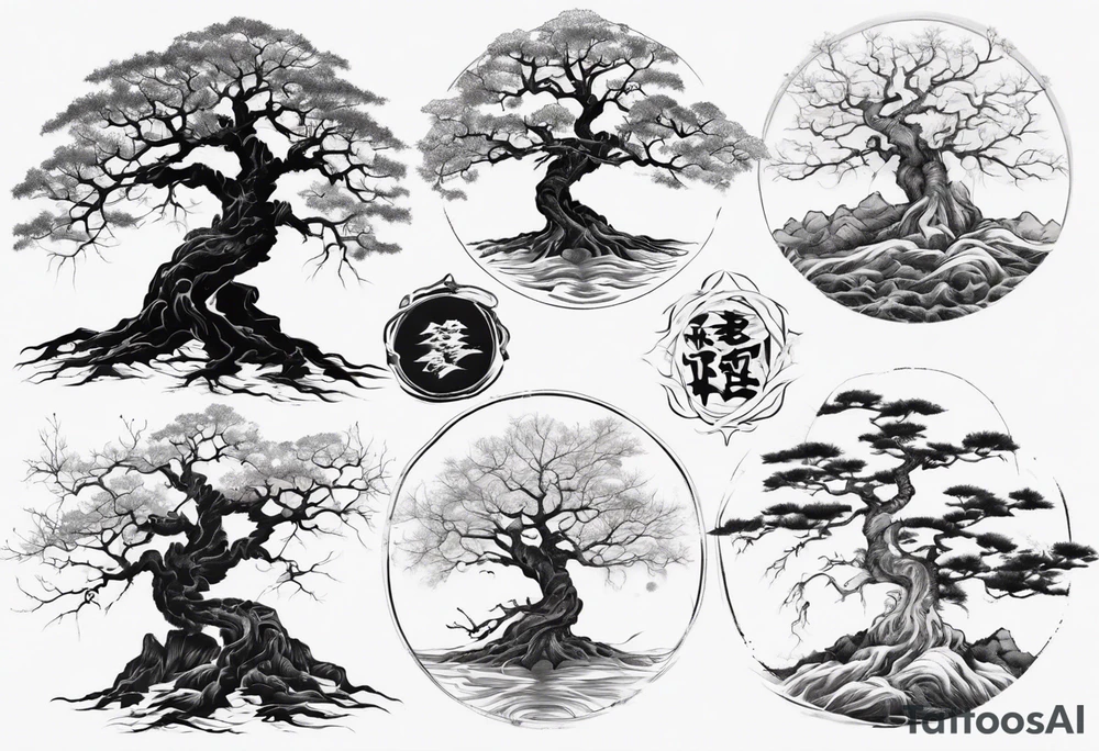 a bare tree with wide roots tattoo idea