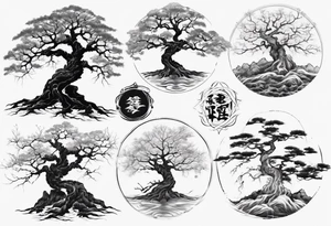 a bare tree with wide roots tattoo idea