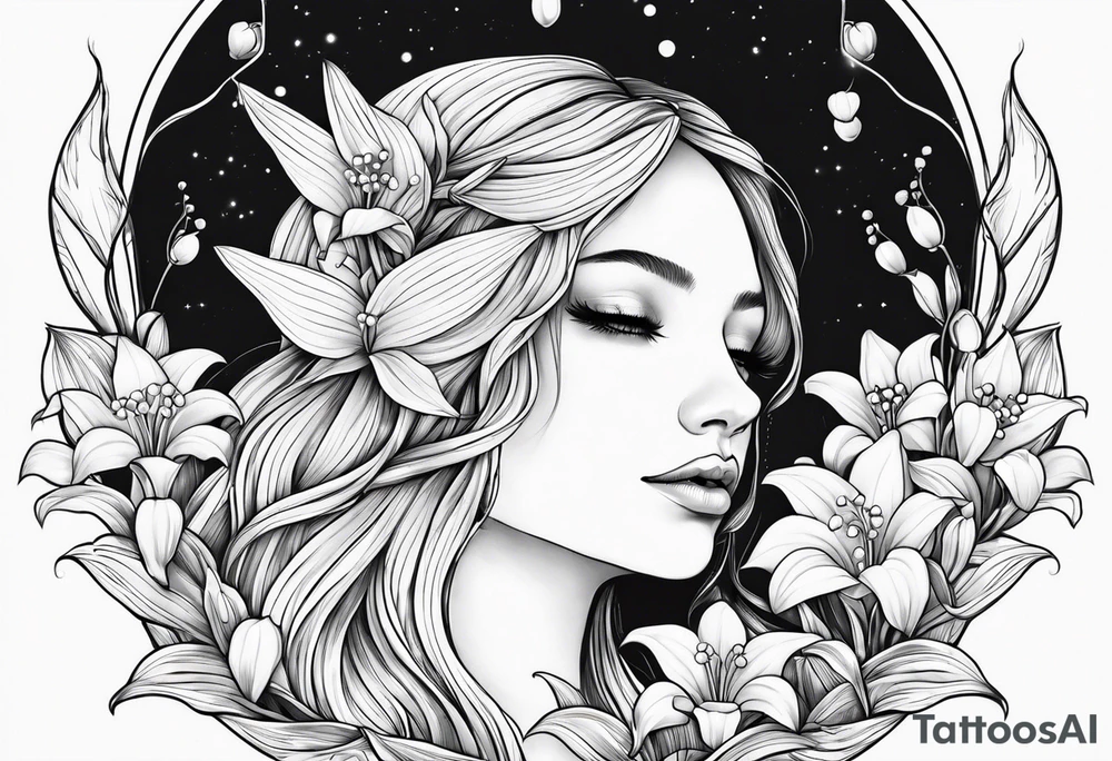Lily of the valley with a fairy resting on it tattoo idea