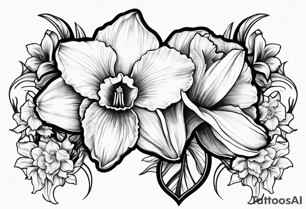 Daffodil birth flower chain tattoo idea