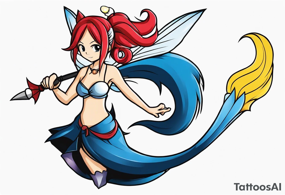 A fairy with a tail inspired by the logo of the show called Fairy Tail tattoo idea
