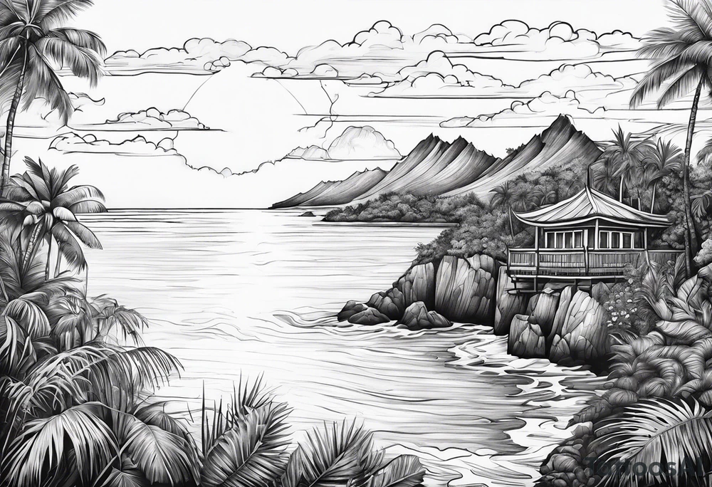 island background horizon tattoo idea