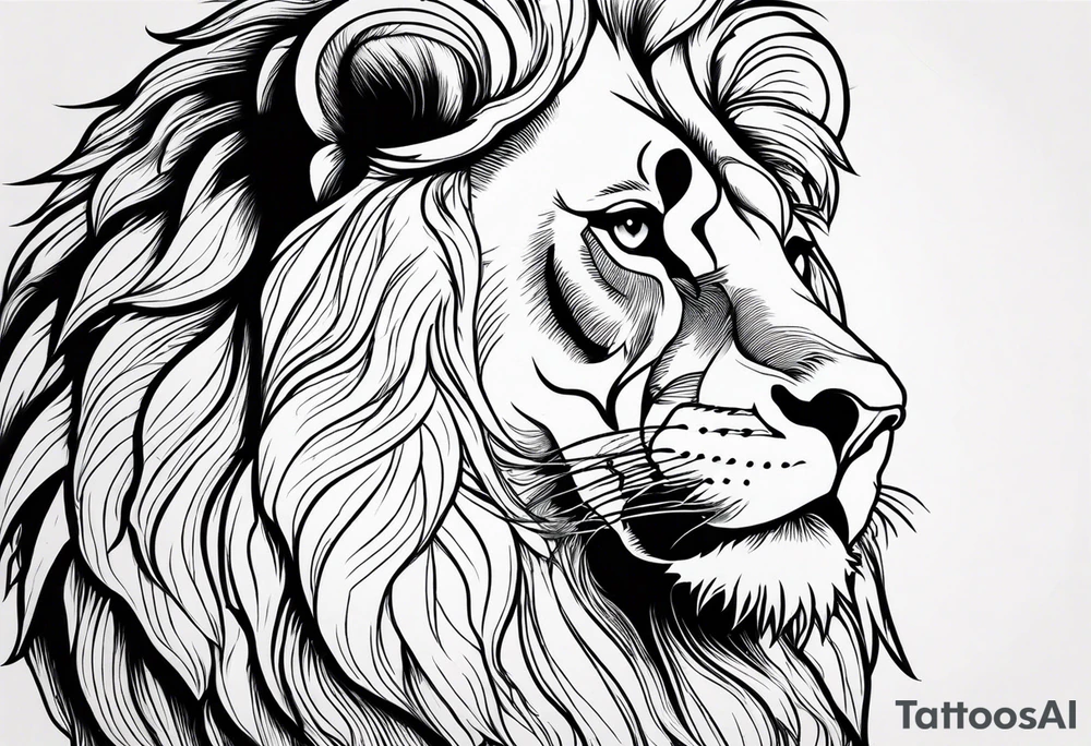 powerful majestic lion, close-up tattoo idea