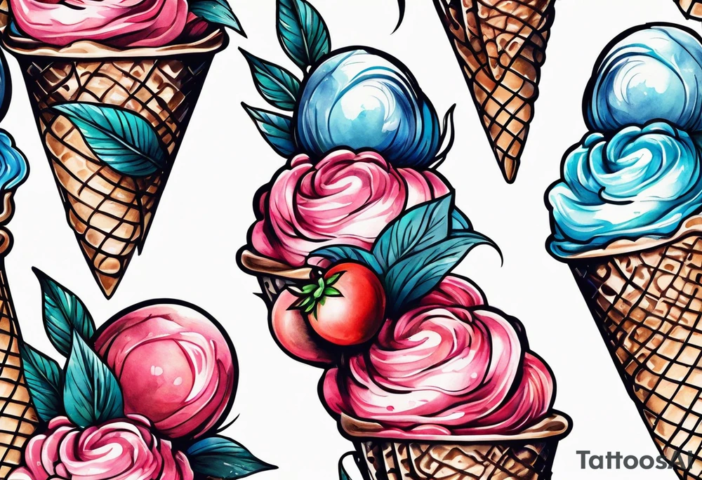 one scoop ice cream cone tattoo idea