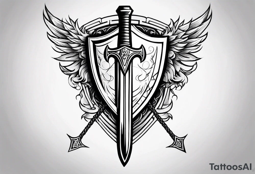 Valhalla shield fire sword tattoo idea