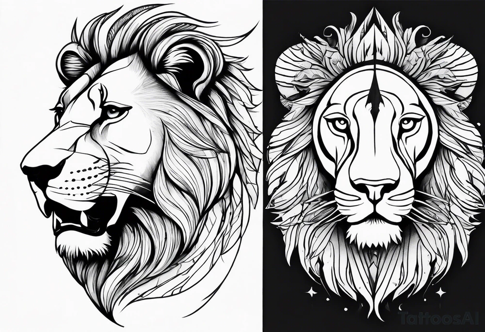 half sleeve from shoulder to elbow. lion for strength, kite for childhood, and light burst over the top of the shoulder. tattoo for a male so should be masculine but have a feeling of wanderlust. strong shade work tattoo idea