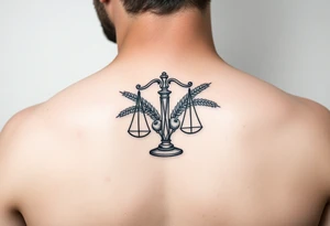 tattoo of the zodiac sign Libra with wheat and autumn fruits tattoo idea