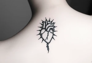 human heart chained within sun and moon tattoo idea