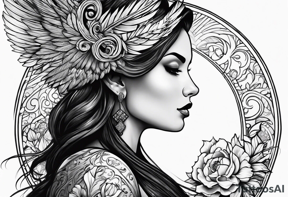 Christian woman side view tattoo idea