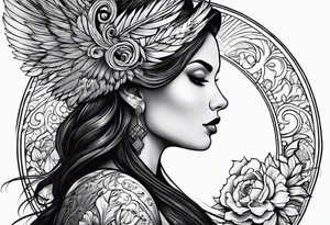 Christian woman side view tattoo idea