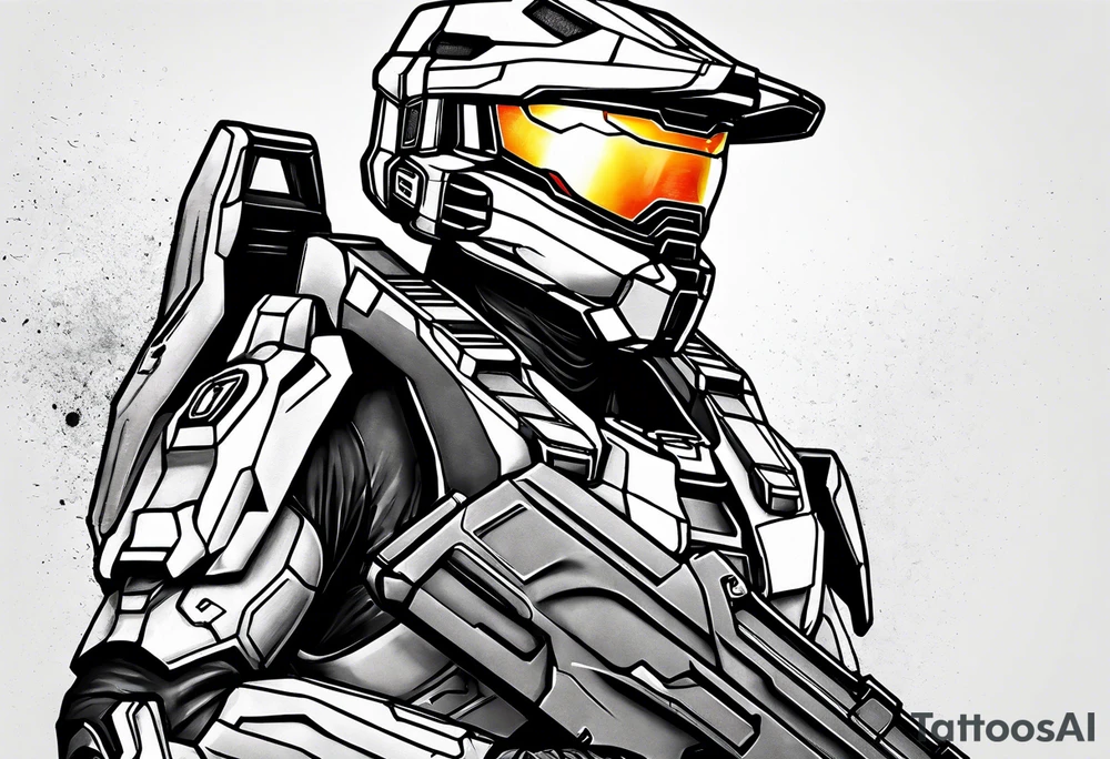 Halo series, master chief facing the camera tattoo idea
