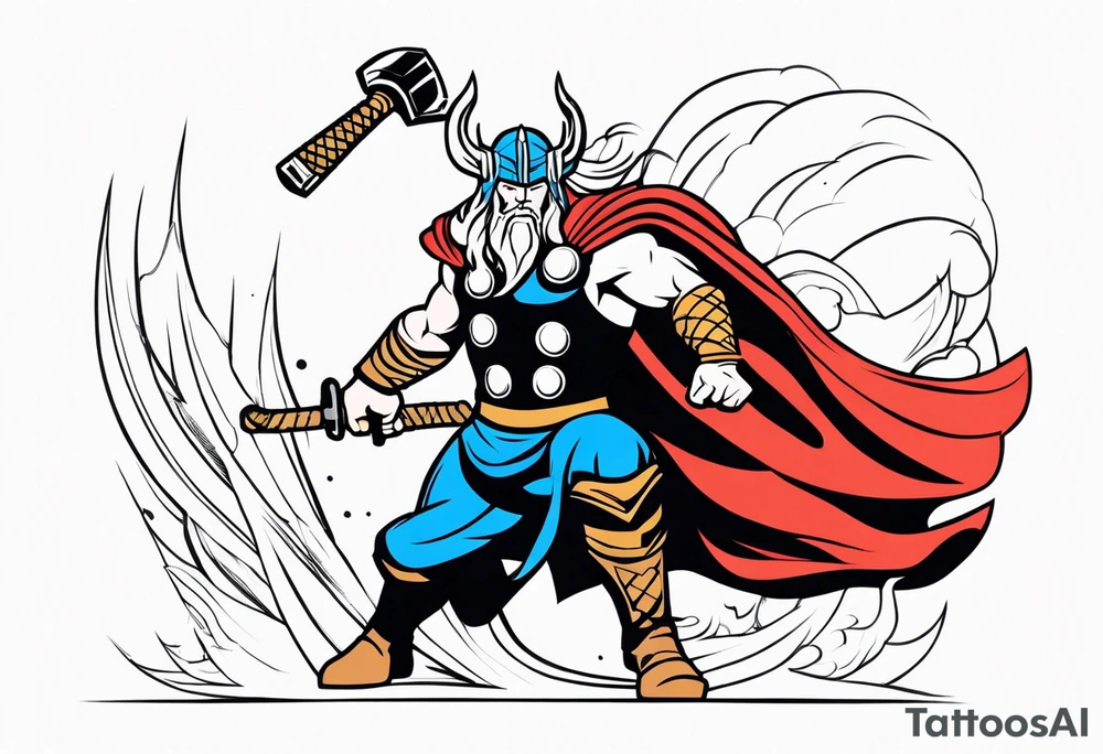 thor fighting Jormangdr tattoo idea