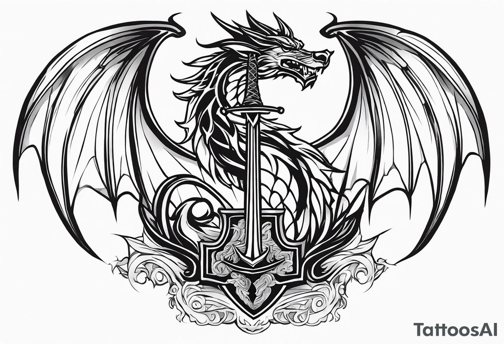 Valhalla sword ship dragon shield tattoo idea