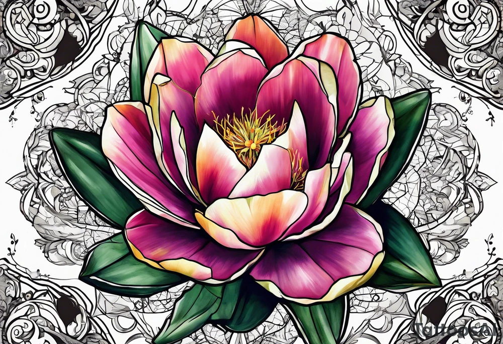A prickly pear embedding a wind rose tattoo idea