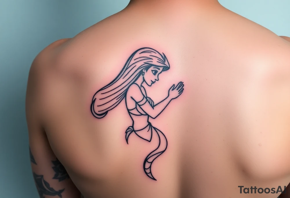 Ariel and Bell hugging tattoo idea
