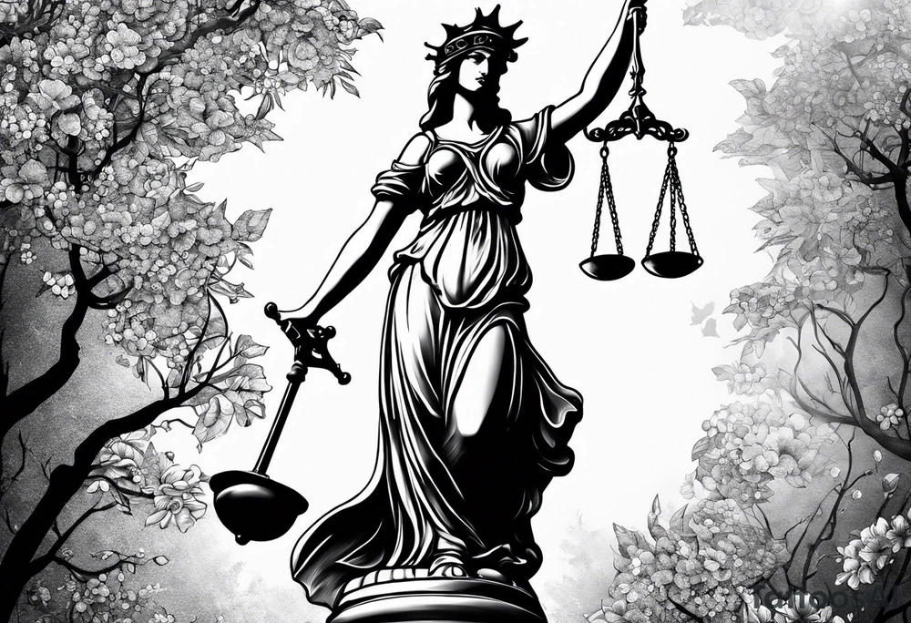 lady justice A5 size tattoo idea