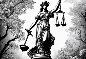 lady justice A5 size tattoo idea