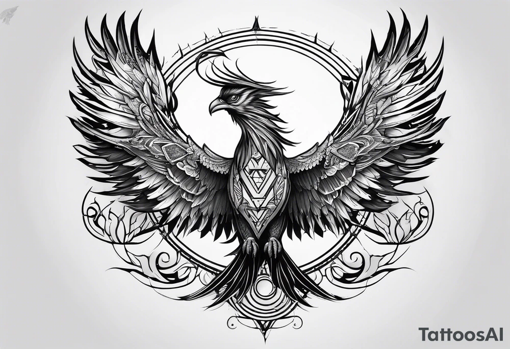 Heavy metal phoenix being reborn tattoo idea
