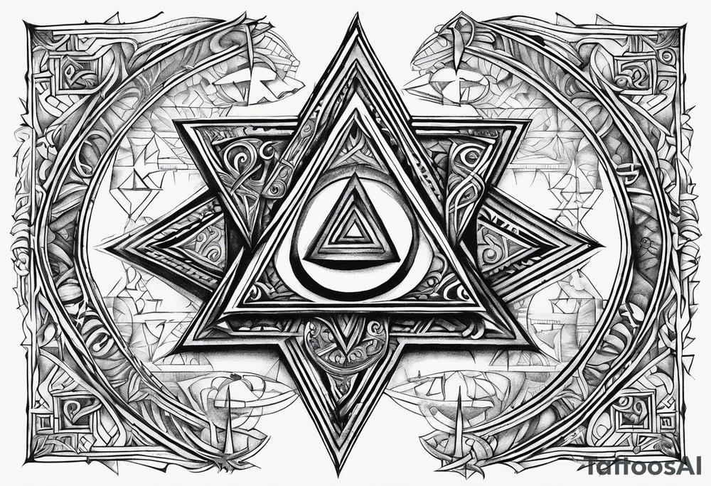 tetragrammaton representation of chosen one and a secret message written in Hebrew from God tattoo idea