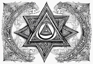 tetragrammaton representation of chosen one and a secret message written in Hebrew from God tattoo idea