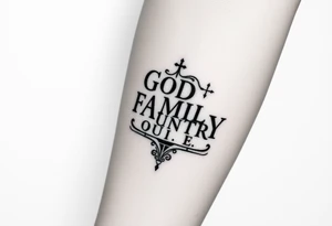 God family country Greek scripture tattoo idea