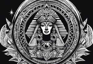 Aztec princess, pyramid solar eclipse ollin symbol tattoo idea